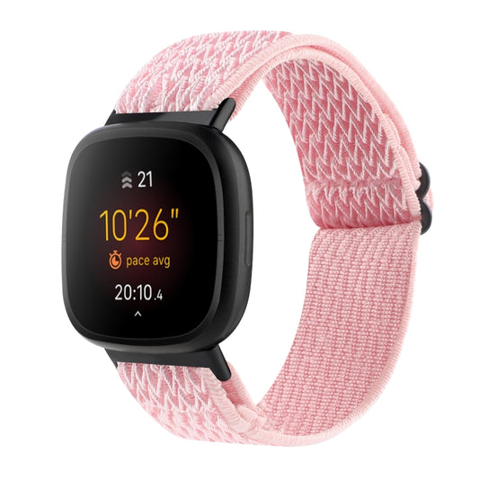 For Fitbit Versa 4 / Sense 2 Universal Wave Nylon Watch Band(Pink) - Watch Bands by buy2fix | Online Shopping UK | buy2fix