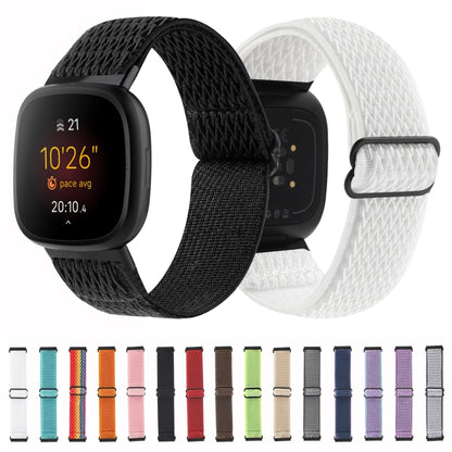 For Fitbit Versa 4 / Sense 2 Universal Wave Nylon Watch Band(White Black) - Watch Bands by buy2fix | Online Shopping UK | buy2fix