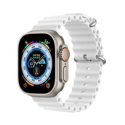 DUX DUCIS Sea Wave Silicone Watch Band For Apple Watch Series 8&7 45mm / SE 2&6&SE&5&4 44mm / 3&2&1 42mm(White) - Watch Bands by DUX DUCIS | Online Shopping UK | buy2fix