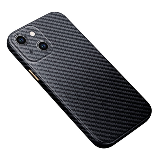 For iPhone 14 Plus R-JUST Carbon Fiber Texture Kevlar Phone Case(Black) - iPhone 14 Plus Cases by R-JUST | Online Shopping UK | buy2fix