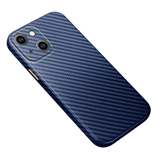 For iPhone 14 Plus R-JUST Carbon Fiber Texture Kevlar Phone Case(Blue) - iPhone 14 Plus Cases by R-JUST | Online Shopping UK | buy2fix