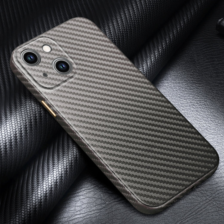 For iPhone 14 Plus R-JUST Carbon Fiber Texture Kevlar Phone Case(Grey) - iPhone 14 Plus Cases by R-JUST | Online Shopping UK | buy2fix