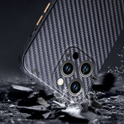 For iPhone 14 Plus R-JUST Carbon Fiber Texture Kevlar Phone Case(Grey) - iPhone 14 Plus Cases by R-JUST | Online Shopping UK | buy2fix
