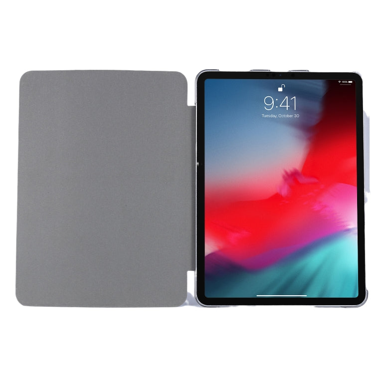 For iPad Air 13 2024 / Pro 12.9 2020 TPU Silk Texture Three-fold Horizontal Flip Leather Tablet Case with Holder(Blue) - iPad Pro 12.9 (2020) Cases by buy2fix | Online Shopping UK | buy2fix