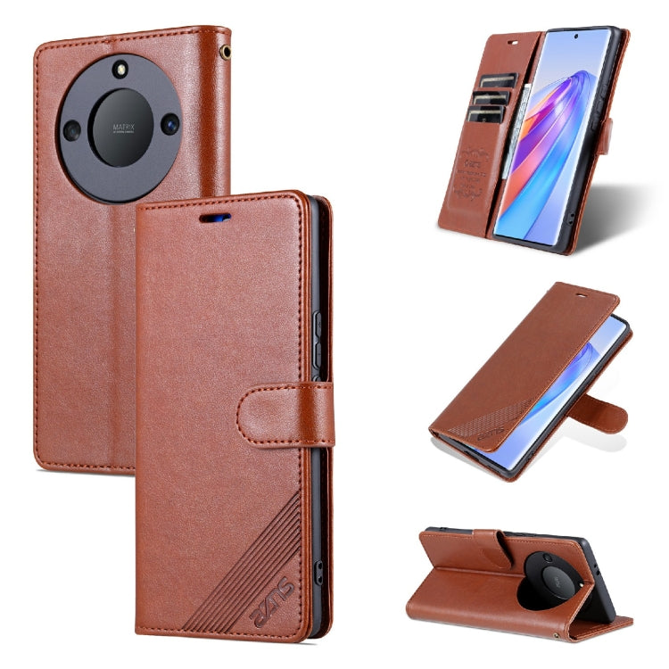 For Honor X40 AZNS Sheepskin Texture Flip Leather Phone Case(Brown) - Honor Cases by AZNS | Online Shopping UK | buy2fix