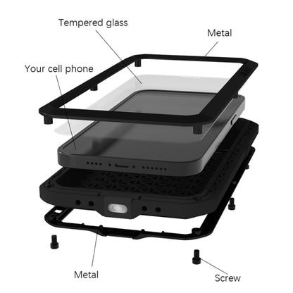 For iPhone 14 Pro LOVE MEI Metal Shockproof Life Waterproof Dustproof Phone Case(Silver) - iPhone 14 Pro Cases by LOVE MEI | Online Shopping UK | buy2fix