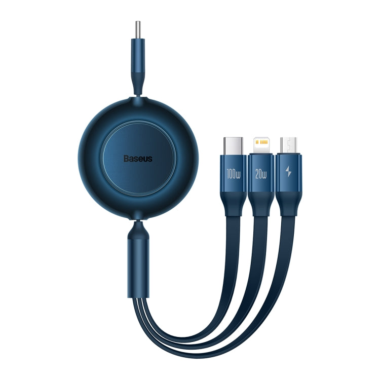 Baseus Bright Mirror 3 in 1 USB-C / Type-C 100W Telescopic Data Cable, Length: 1.2m(Blue) - Multifunction Cable by Baseus | Online Shopping UK | buy2fix