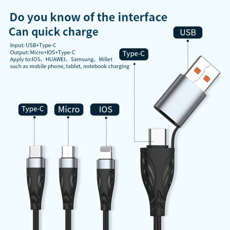 ADC-008 100W USB/Type-C to Type-C + 8 Pin + Micro USB Two to Three Fully Compatible Fast Charge Data Cable, Length:1.2m - Multifunction Cable by buy2fix | Online Shopping UK | buy2fix