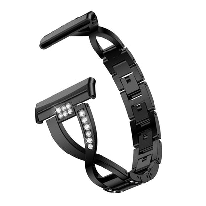 For Fitbit Versa 3 / Sense Universal  Diamond Metal Watch Band(Black) - Watch Bands by buy2fix | Online Shopping UK | buy2fix