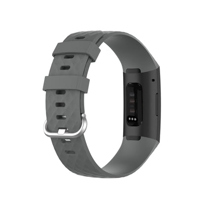 18mm Silver Color Buckle TPU Wrist Strap Watch Band for Fitbit Charge 4 / Charge 3 / Charge 3 SE, Size: L(Grey) - Watch Bands by buy2fix | Online Shopping UK | buy2fix