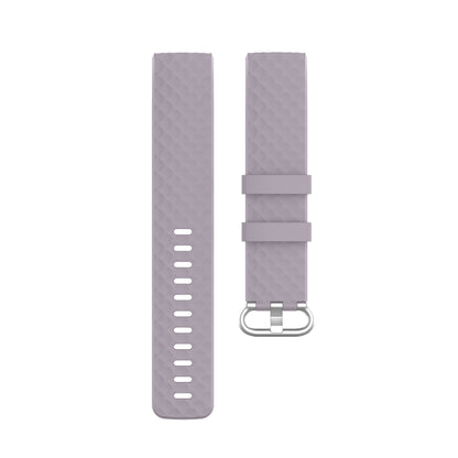 18mm Silver Color Buckle TPU Wrist Strap Watch Band for Fitbit Charge 4 / Charge 3 / Charge 3 SE, Size: L(Light Purple) - Watch Bands by buy2fix | Online Shopping UK | buy2fix