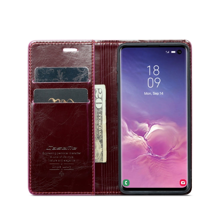 For Samsung Galaxy S10 CaseMe 003 Crazy Horse Texture Leather Phone Case(Wine Red) - Galaxy Phone Cases by CaseMe | Online Shopping UK | buy2fix