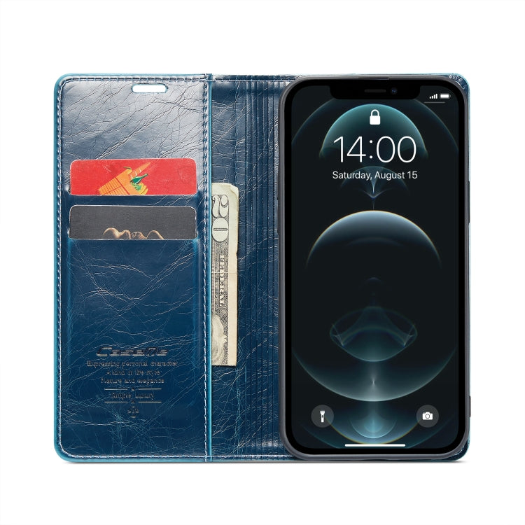 For iPhone 12 Pro Max CaseMe 003 Crazy Horse Texture Leather Phone Case(Blue) - iPhone 12 Pro Max Cases by CaseMe | Online Shopping UK | buy2fix