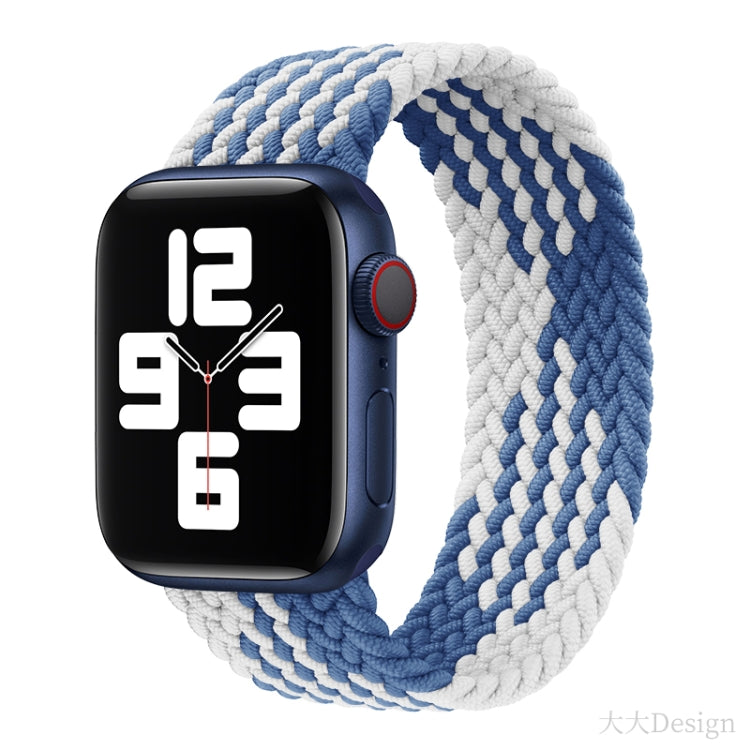 Nylon Single-turn Braided Watch Band For Apple Watch Ultra 49mm / Series 8&7 45mm / SE 2&6&SE&5&4 44mm / 3&2&1 42mm, Length:135mm(Z Blue White) - Watch Bands by buy2fix | Online Shopping UK | buy2fix