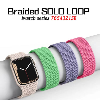 Nylon Single-turn Braided Watch Band For Apple Watch Ultra 49mm / Series 8&7 45mm / SE 2&6&SE&5&4 44mm / 3&2&1 42mm, Length:135mm(Purple+Orange) - Watch Bands by buy2fix | Online Shopping UK | buy2fix