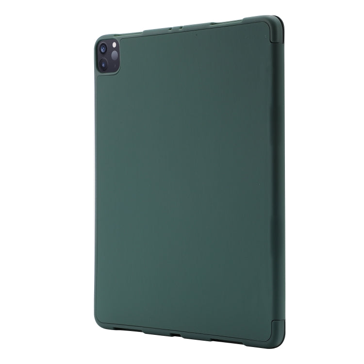 Skin Feel Pen Holder Tri-fold Tablet Leather Case For iPad Air 13 2024 / iPad Pro 12.9 2022 / 2021 / 2020 / 2018(Dark Green) - iPad Pro 12.9 (2022/2021) Cases by buy2fix | Online Shopping UK | buy2fix