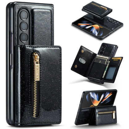 For Samsung Galaxy Z Fold4 5G DG.MING M3 Series Glitter Powder Card Bag Leather Case(Black) - Galaxy Phone Cases by DG.MING | Online Shopping UK | buy2fix