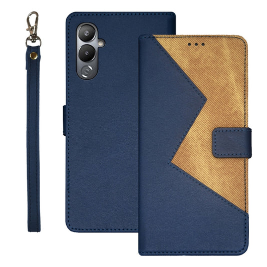 For Tecno Pova 4 idewei Two-color Splicing Leather Phone Case(Blue) - Tecno Cases by idewei | Online Shopping UK | buy2fix