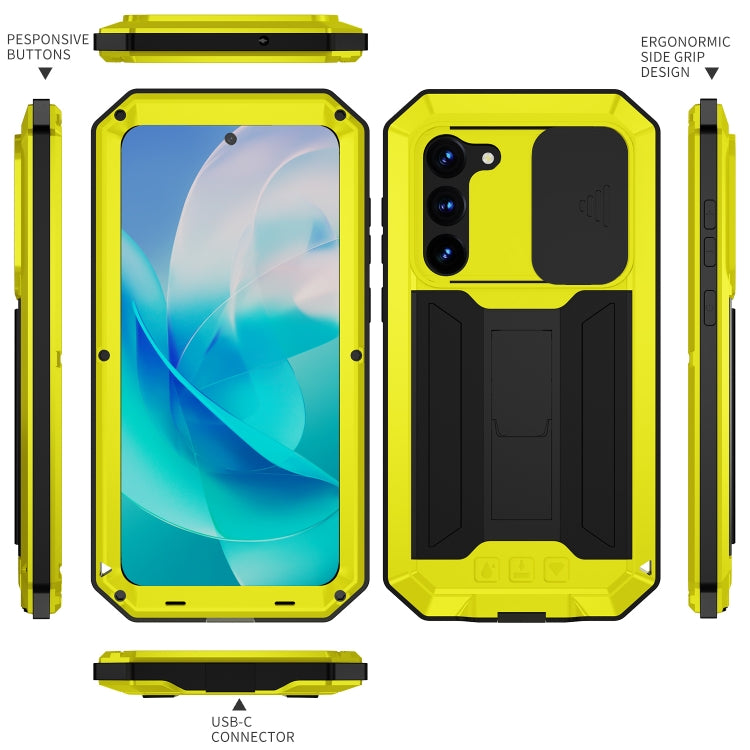 For Samsung Galaxy S23 5G R-JUST Sliding Camera Design Life Waterproof Dustproof Shockproof Phone Case(Yellow) - Galaxy S23 5G Cases by R-JUST | Online Shopping UK | buy2fix