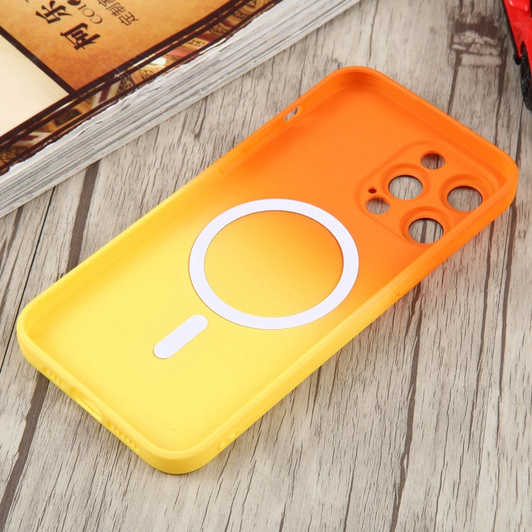 For iPhone 12 Pro Liquid TPU Silicone Gradient MagSafe Phone Case(Orange Yellow) - iPhone 12 / 12 Pro Cases by buy2fix | Online Shopping UK | buy2fix