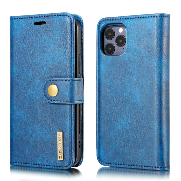 For iPhone 12/12 Pro DG.MING Crazy Horse Texture Detachable Magnetic Leather Case(Blue) - iPhone 12 / 12 Pro Cases by DG.MING | Online Shopping UK | buy2fix