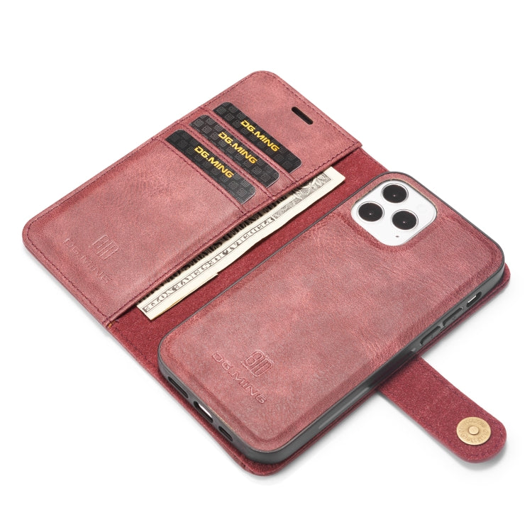 For iPhone 12 Pro Max DG.MING Crazy Horse Texture Detachable Magnetic Leather Case(Red) - iPhone 12 Pro Max Cases by DG.MING | Online Shopping UK | buy2fix