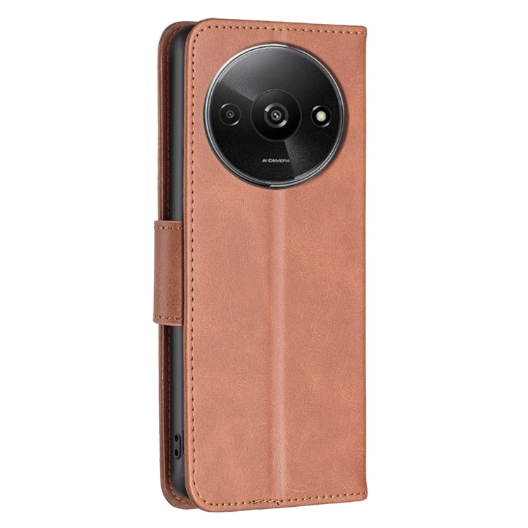 For Xiaomi Redmi A3 Lambskin Texture Pure Color Flip Leather Phone Case(Brown) - Xiaomi Cases by buy2fix | Online Shopping UK | buy2fix