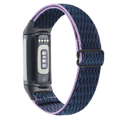 For Fitbit Charge 5 Buckle Wave Braided Nylon Watch Band(Indigo Blue) - Watch Bands by buy2fix | Online Shopping UK | buy2fix