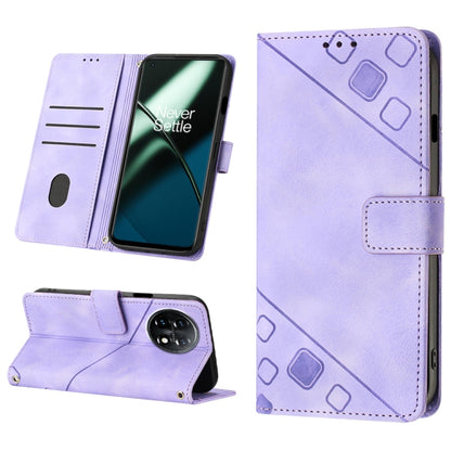 For OnePlus 11 Skin-feel Embossed Leather Phone Case(Light Purple) - OnePlus Cases by buy2fix | Online Shopping UK | buy2fix