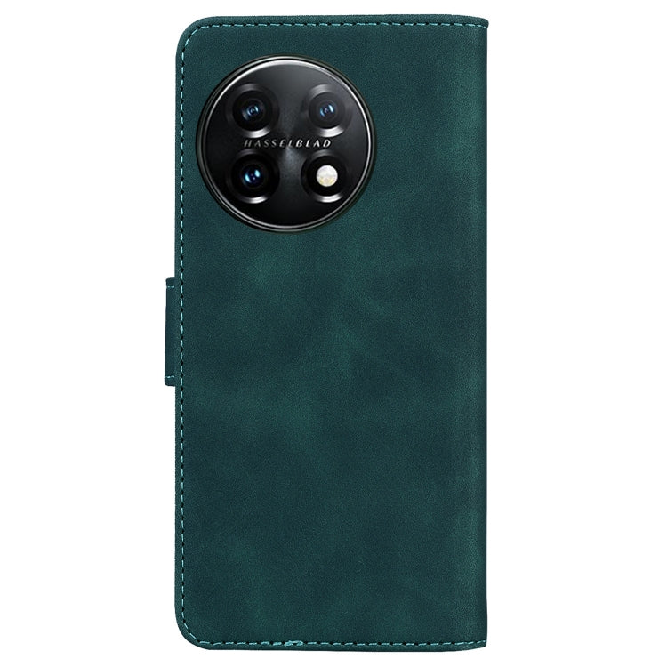 For OnePlus 11 Skin Feel Pure Color Flip Leather Phone Case(Green) - OnePlus Cases by buy2fix | Online Shopping UK | buy2fix