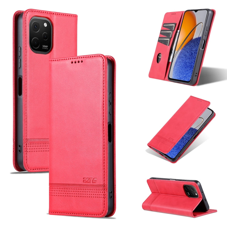 For Huawei Enjoy 50z AZNS Magnetic Calf Texture Flip Leather Phone Case(Red) - Huawei Cases by AZNS | Online Shopping UK | buy2fix