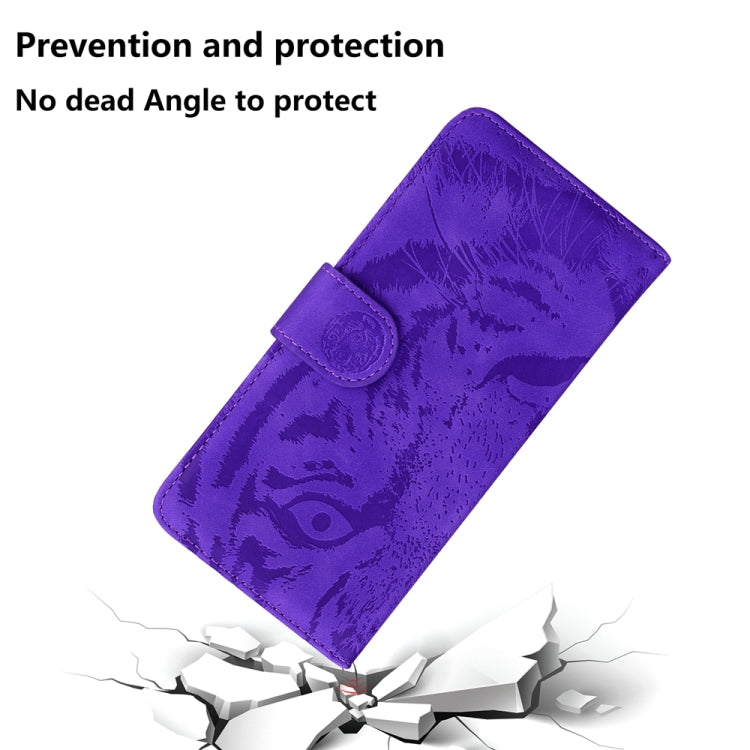 For OnePlus 11 Tiger Embossing Pattern Leather Phone Case(Purple) - OnePlus Cases by buy2fix | Online Shopping UK | buy2fix