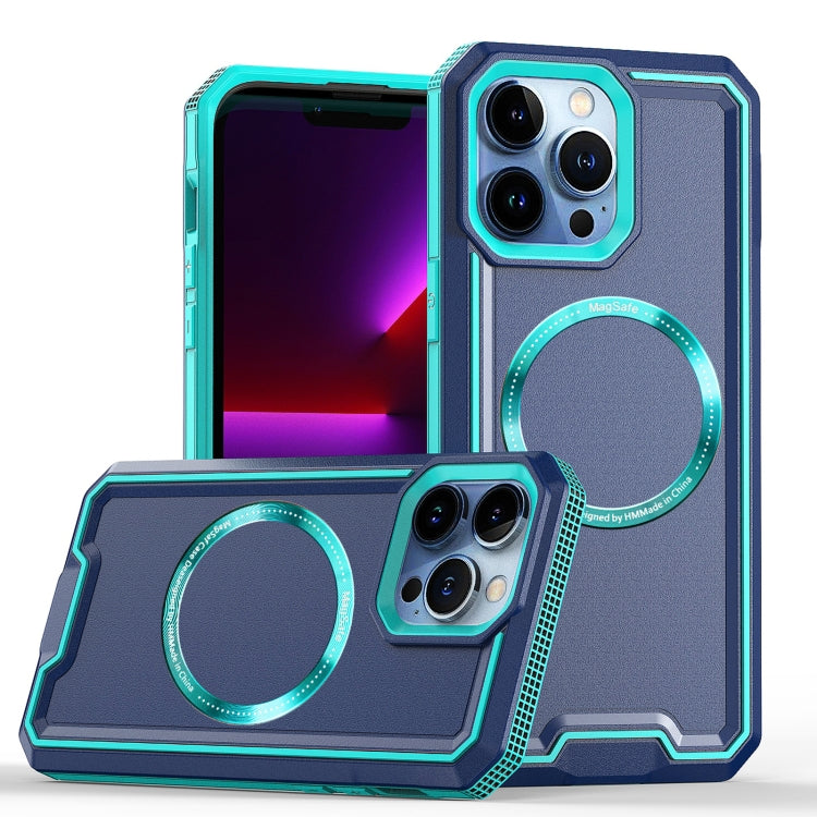 For iPhone 13 Pro Max Armour Two-color MagSafe Magnetic TPU + PC Phone Case(Light Blue + Blue) - iPhone 13 Pro Max Cases by buy2fix | Online Shopping UK | buy2fix