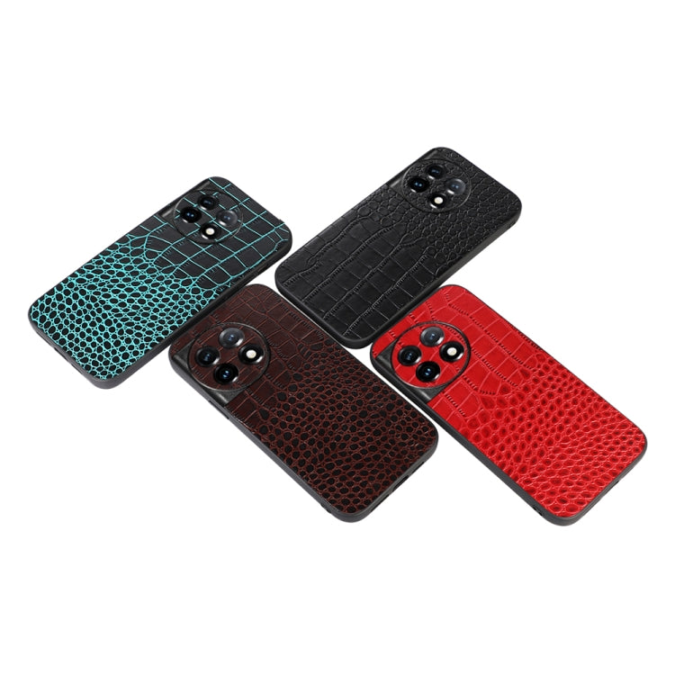 For OnePlus 11 Crocodile Texture Genuine Leather Phone Case(Black) - OnePlus Cases by buy2fix | Online Shopping UK | buy2fix