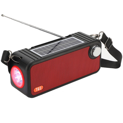 T&G TG637 Outdoor Portable Solar Power Wireless Bluetooth Speaker with FM / Flashlight / TF Card Slot(Red) - Desktop Speaker by T&G | Online Shopping UK | buy2fix