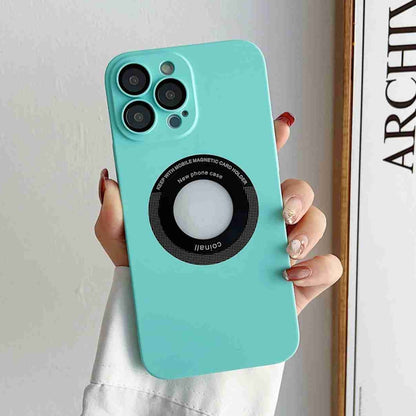 For iPhone 14 Plus Skin Feel CD Texture MagSafe Magnetic Phone Case(Sky Blue) - iPhone 14 Plus Cases by buy2fix | Online Shopping UK | buy2fix