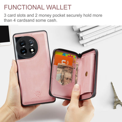 For OnePuls 11 JEEHOOD Magnetic Zipper Horizontal Flip Phone Leather Case(Pink) - Alcatel Cases by JEEHOOD | Online Shopping UK | buy2fix