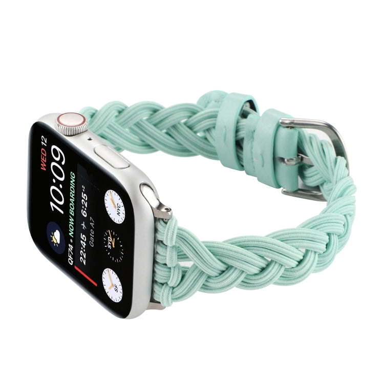 Single Elastic Nylon Braid Watch Band For Apple Watch Ultra 49mm&Watch Ultra 2 49mm / Series 9&8&7 45mm / SE 3&SE 2&6&SE&5&4 44mm / 3&2&1 42mm(Teal Green) - Watch Bands by buy2fix | Online Shopping UK | buy2fix