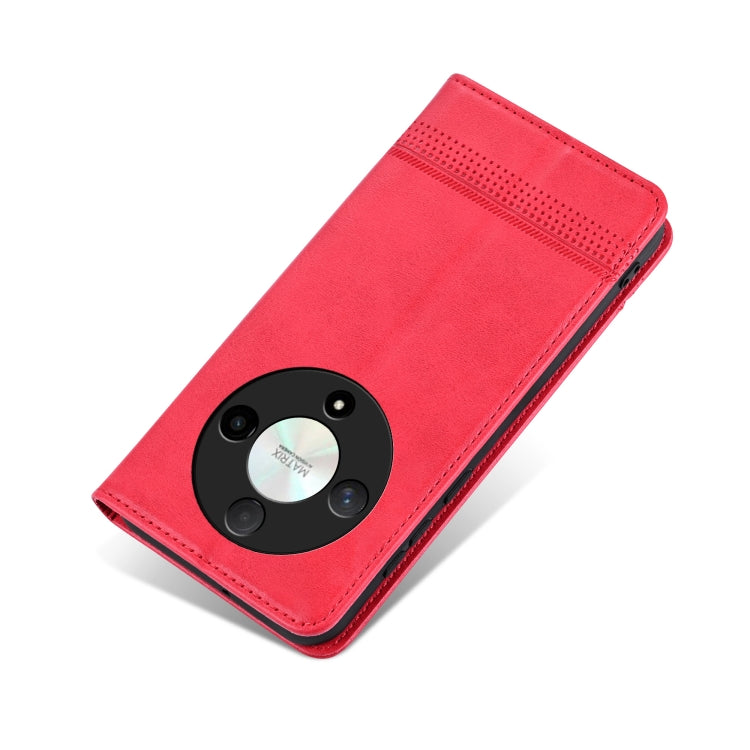 For Honor Magic6 Lite 5G/X9b AZNS Magnetic Calf Texture Flip Leather Phone Case(Red) - Honor Cases by AZNS | Online Shopping UK | buy2fix