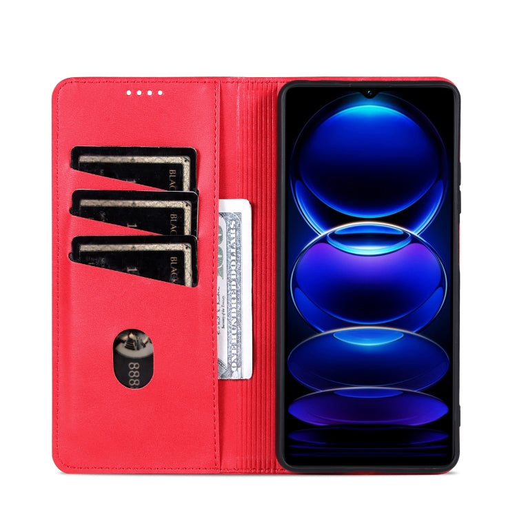 For Honor X6b AZNS Magnetic Calf Texture Flip Leather Phone Case(Red) - Honor Cases by AZNS | Online Shopping UK | buy2fix