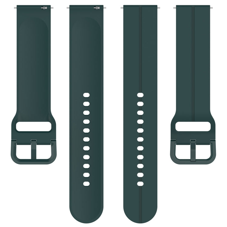 For Amazfit GTR Mini 20mm Flat Head Groove Reverse Buckle Silicone Watch Band(Dark Green) - Watch Bands by buy2fix | Online Shopping UK | buy2fix