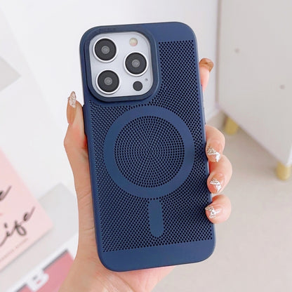 For iPhone 13 Grid Cooling MagSafe Magnetic Phone Case(Navy Blue) - iPhone 13 Cases by buy2fix | Online Shopping UK | buy2fix