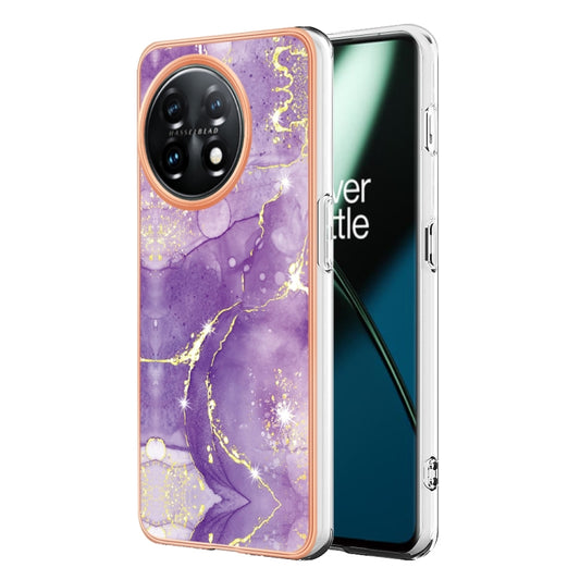 For OnePlus 11 Electroplating Marble Dual-side IMD Phone Case(Purple 002) - OnePlus Cases by buy2fix | Online Shopping UK | buy2fix