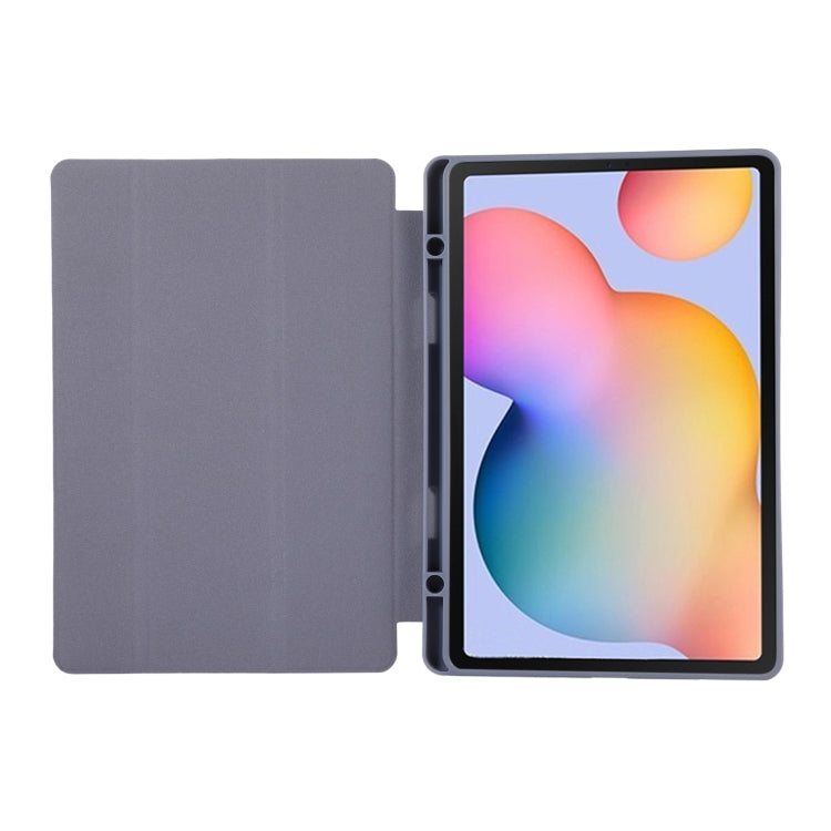 For Samsung Galaxy Tab S6 Lite/Tab S6 Lite 2022 Solid Color 3-folding Leather Tablet Case(Black) - Tab S6 Lite P610 / P615 by buy2fix | Online Shopping UK | buy2fix