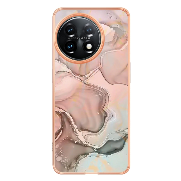 For OnePlus 11 Electroplating Marble Dual-side IMD Phone Case(Rose Gold 015) - OnePlus Cases by buy2fix | Online Shopping UK | buy2fix