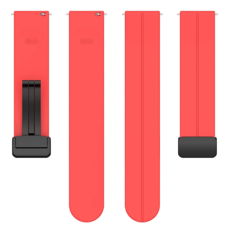 22mm Universal Flat Head Groove Folding Black Buckle Silicone Watch Band(Red) - 22mm Bands by buy2fix | Online Shopping UK | buy2fix