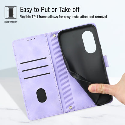 For OPPO Reno8 T 4G Foreign Skin-feel Embossed Leather Phone Case(Light Purple) - OPPO Cases by buy2fix | Online Shopping UK | buy2fix