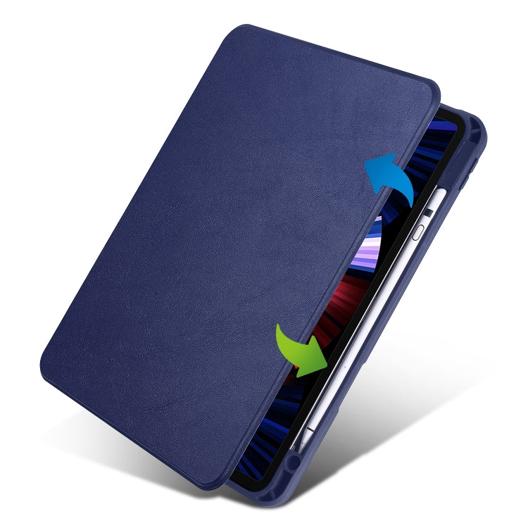 Acrylic 360 Degree Rotation Holder Tablet Leather Case For iPad Air 13 2024 / Pro 12.9 2022/2021/2020/2018(Dark Blue) - iPad Pro 12.9 (2022/2021) Cases by buy2fix | Online Shopping UK | buy2fix