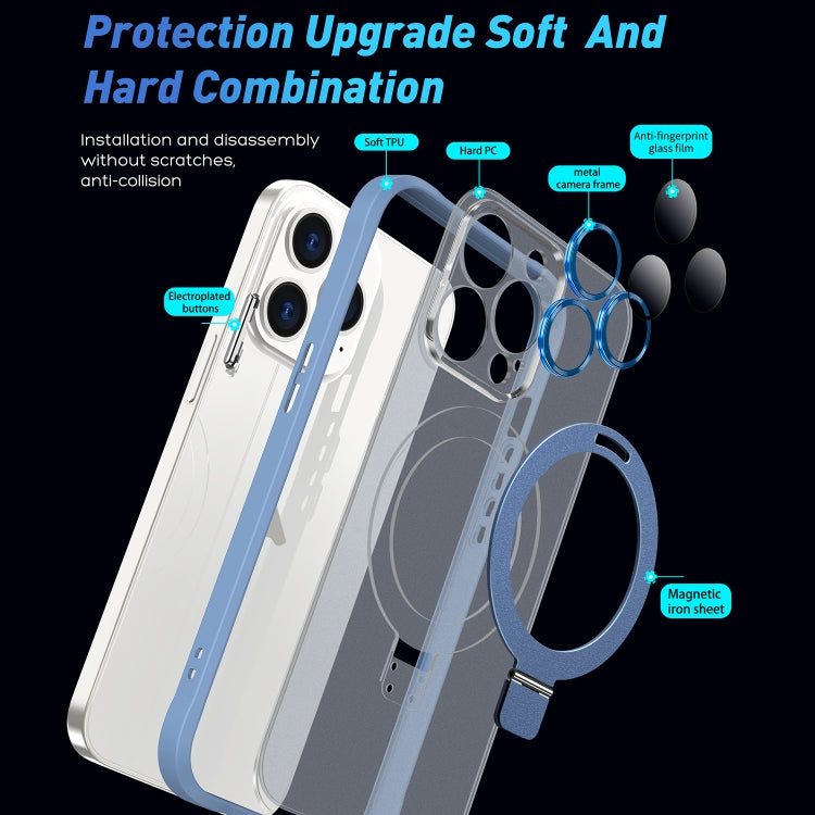 For iPhone 12 Pro Max Metal Eyes Series MagSafe Magnetic Holder Phone Case(Blue) - iPhone 12 Pro Max Cases by buy2fix | Online Shopping UK | buy2fix