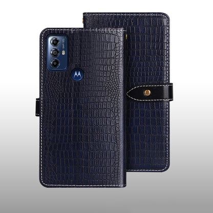 For Motorola Moto G Play 2023 idewei Crocodile Texture Leather Phone Case(Dark Blue) - Motorola Cases by idewei | Online Shopping UK | buy2fix